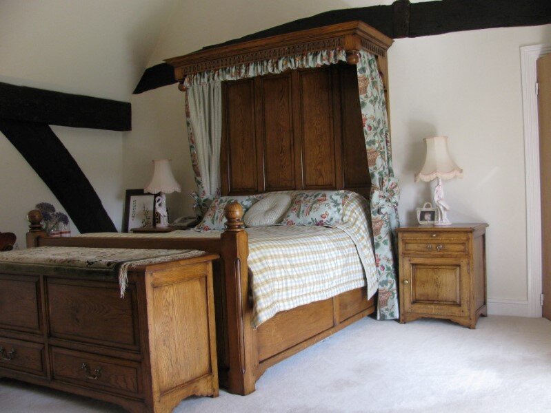 Copy of  Distressed oak bed, blanket box and bedside cabinet