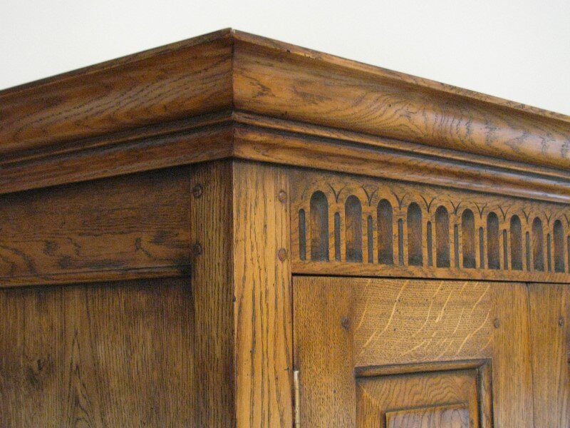 Copy of  Cornice detail of distressed oak wardrobe