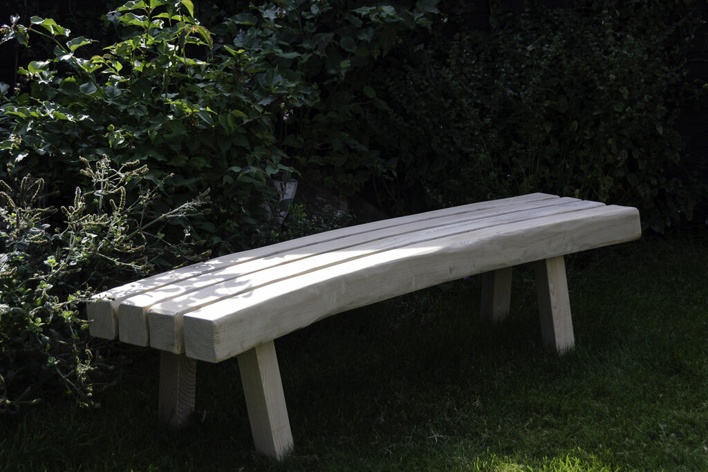 Copy of  Curved garden bench made from cedar of lebanon