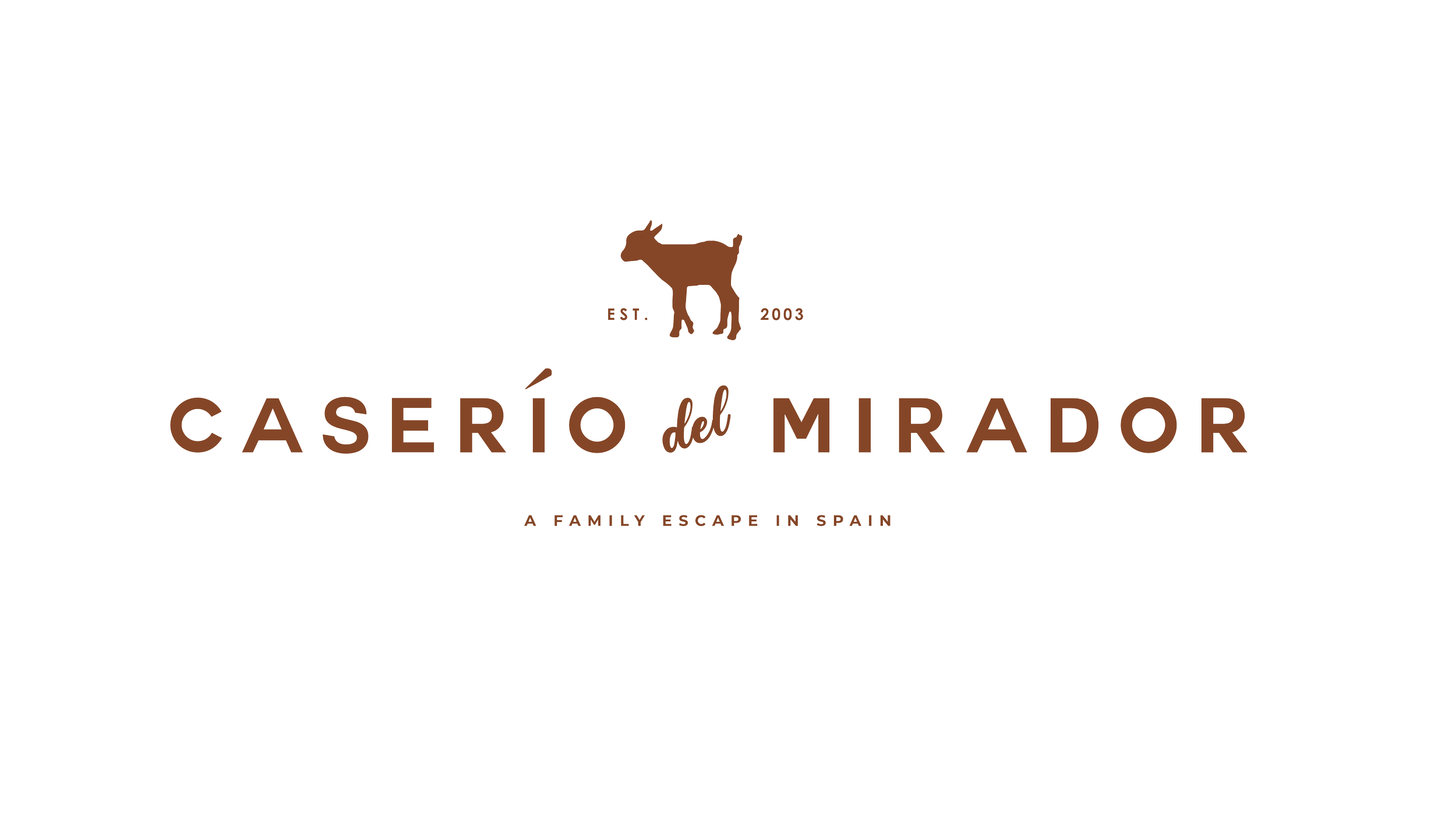 Logo for Caseríod del Mirador, a family escape in Spain, featuring a silhouette of a goat and the text 'EST. 2003'.2015.