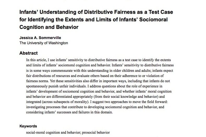 Infants’ Understanding of Distributive Fairness 