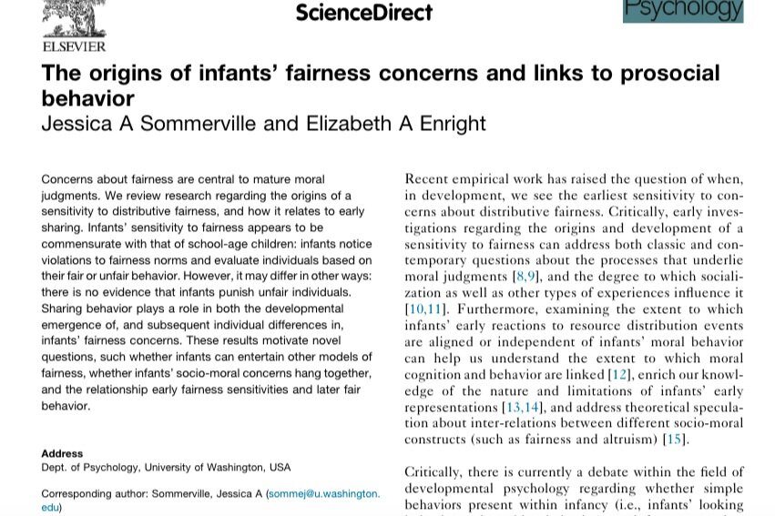 The origins of infants' fairness concerns