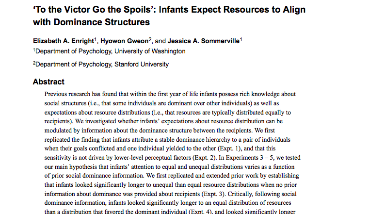 Infants expect resources to align with dominance structures