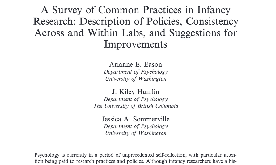 Survey of common practices in infancy research 