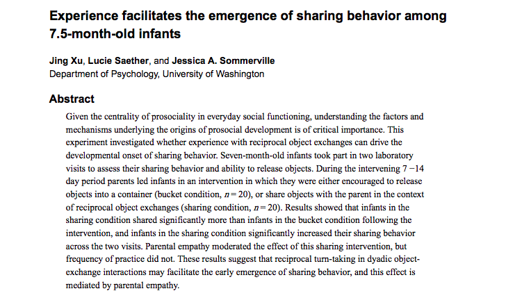 Experience facilitates sharing behaviour 