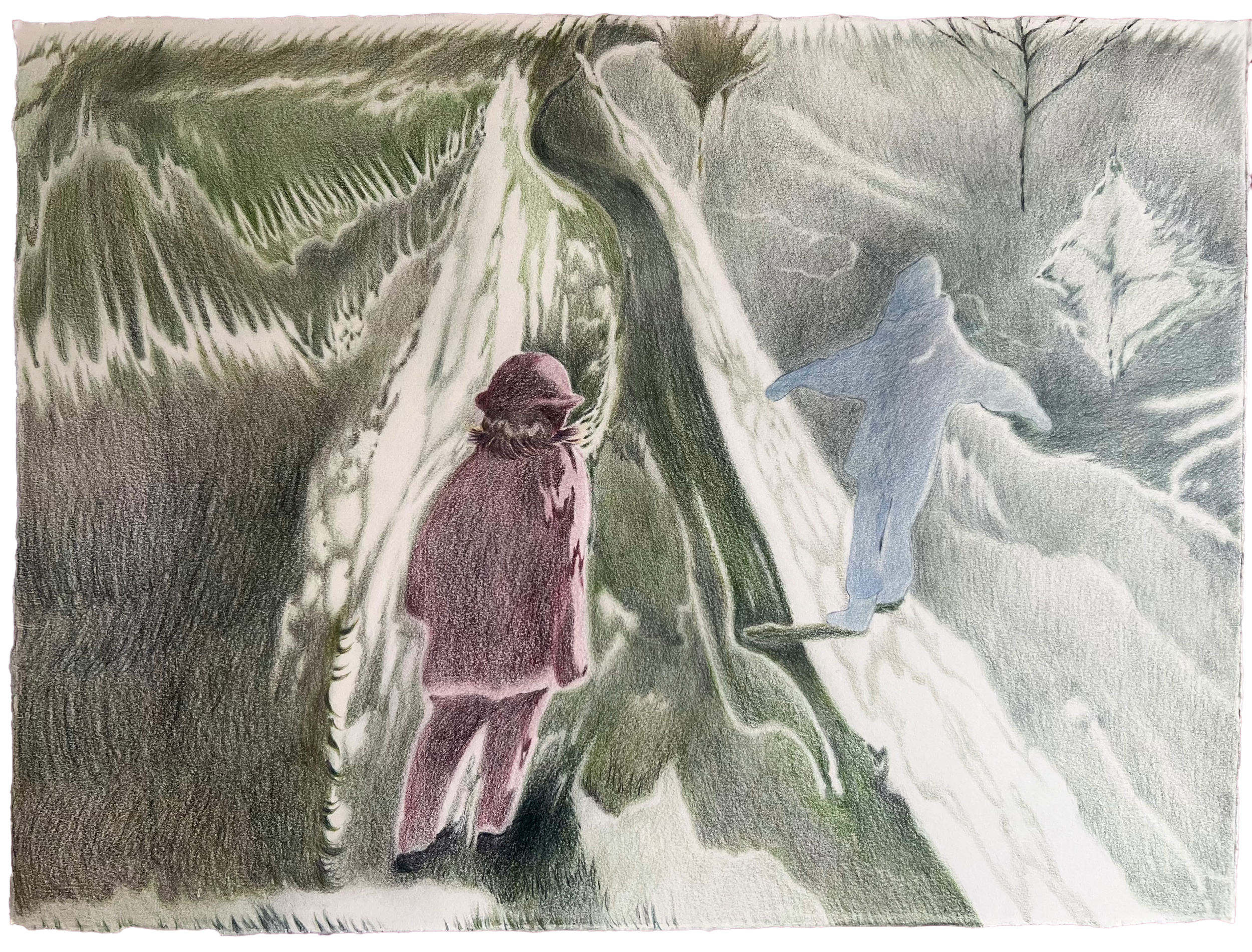   Dreams of a Neverland, 2025    30cm x 40cm    Colour pencil on paper    £600  