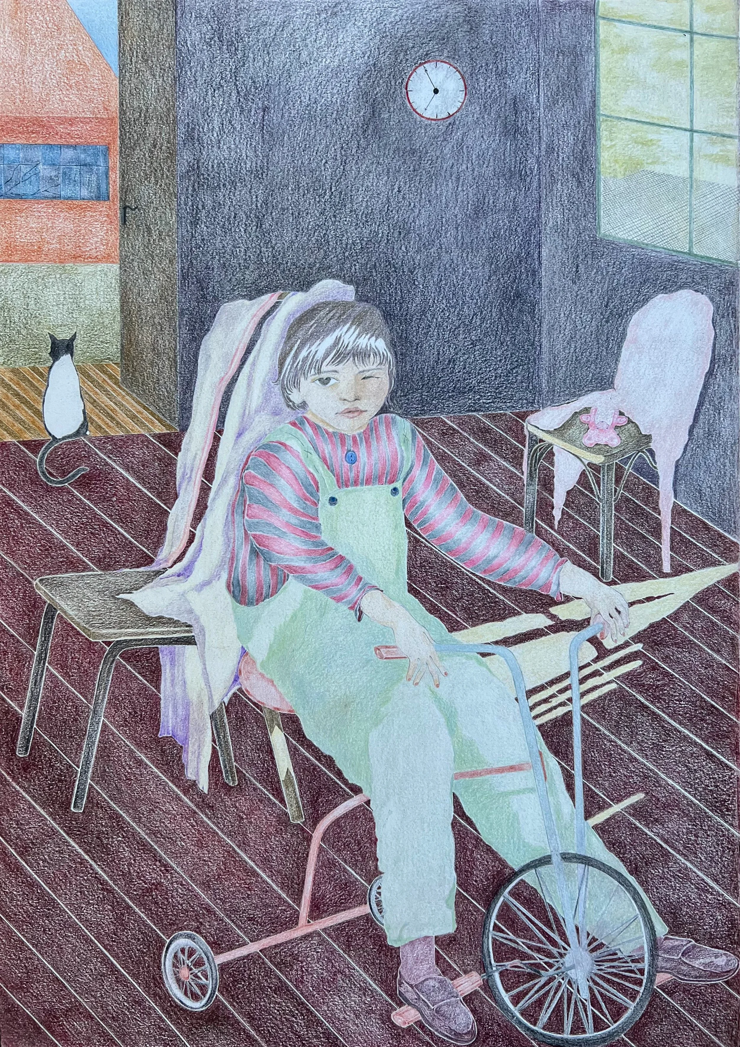   As you walk by my window, 2025    35cm x 50cm    Colour pencil on paper    £875  