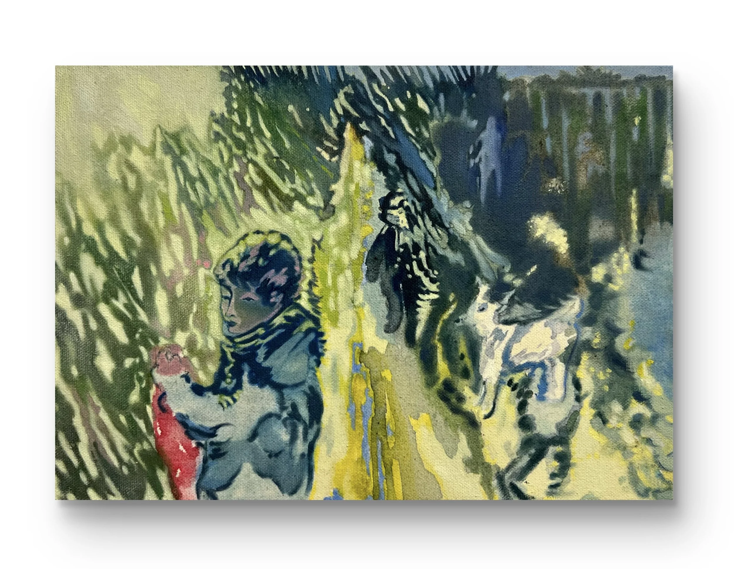  Dissolved in the waters of the past, 2026  20cm x 30cm   oil and watercolour on canvas 