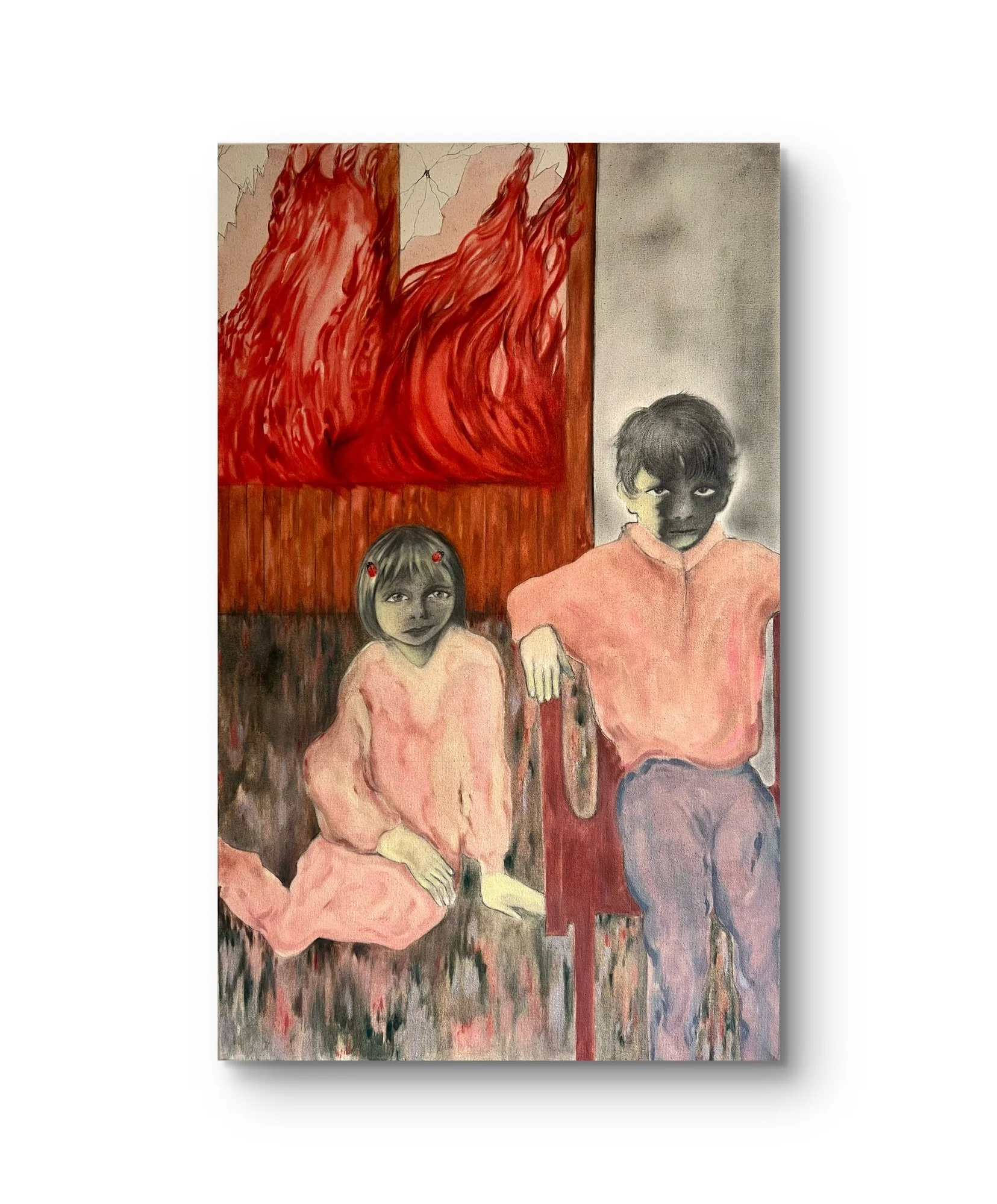  Future didn’t come with us (будущее с нами не наступило), 2025   70cm x 110cm   oil, graphite and charcoal on canvas 