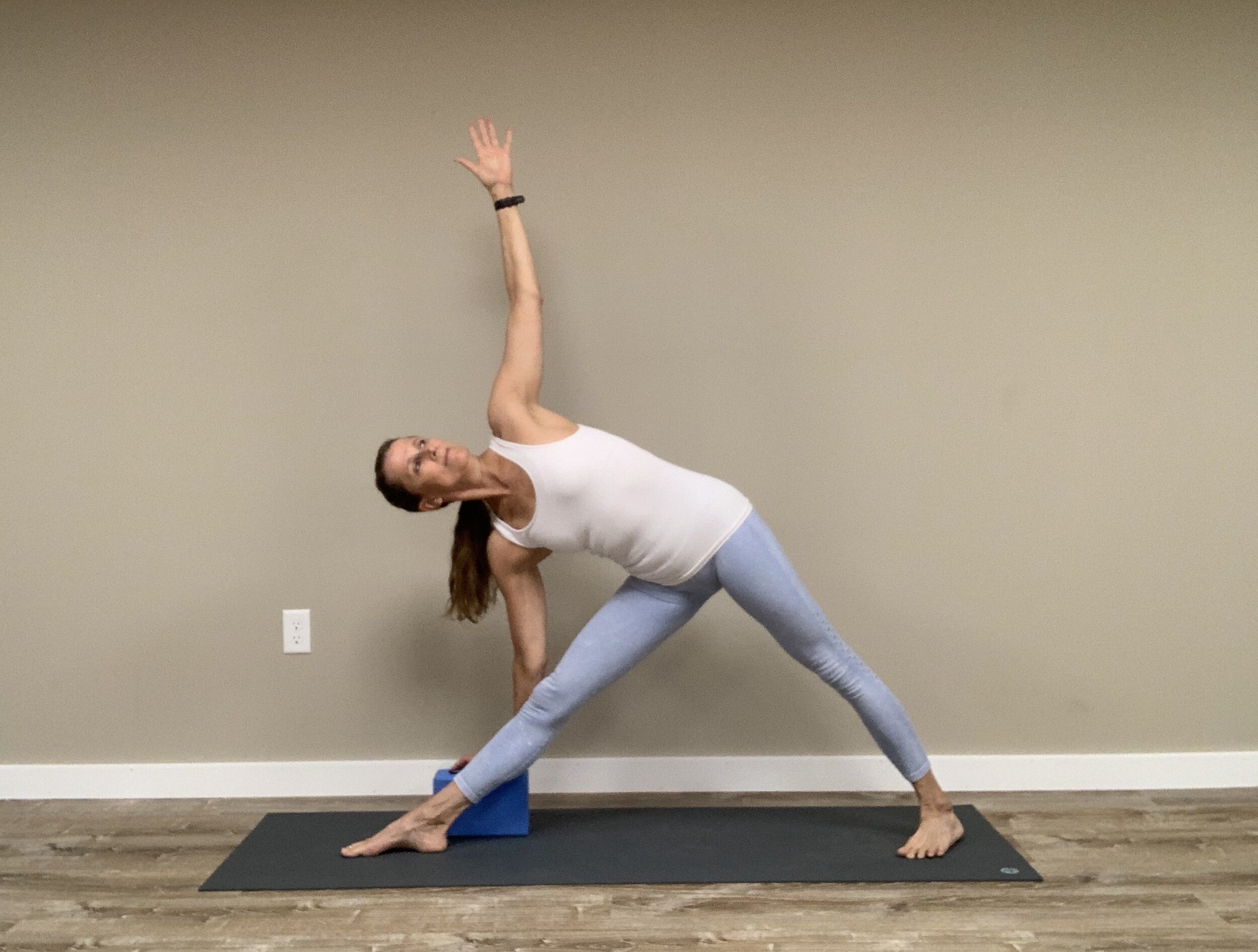 Yoga for the Stiffer Body. Set 2. Utthitha Trikonasana, Triangle Pose.  Iyengar Yoga for Beginners- - YouTube