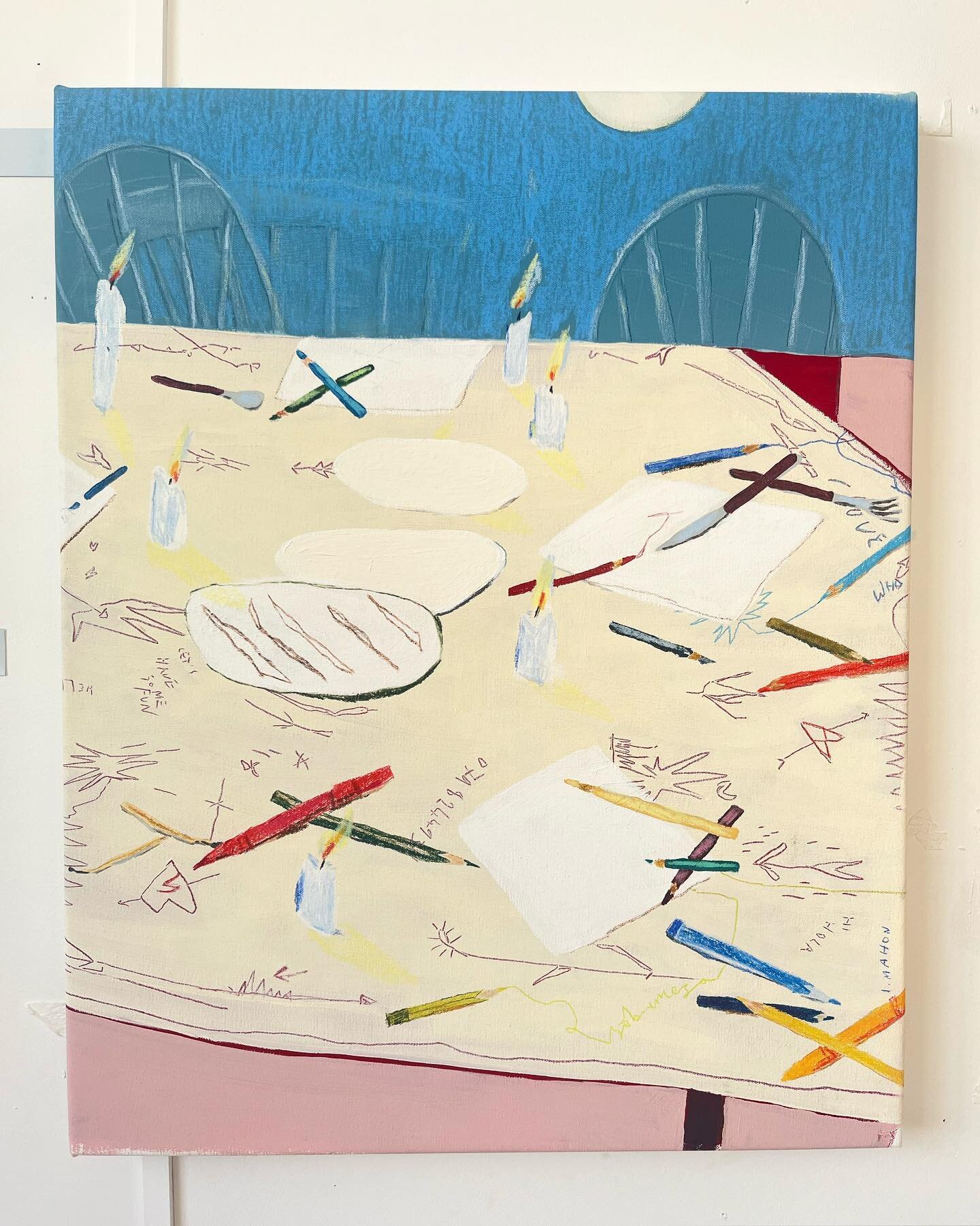 Crayons at the dinner table

Acrylic, wax crayon and pencil on canvas
60x75cm
Painted on residency @casa.balandra
