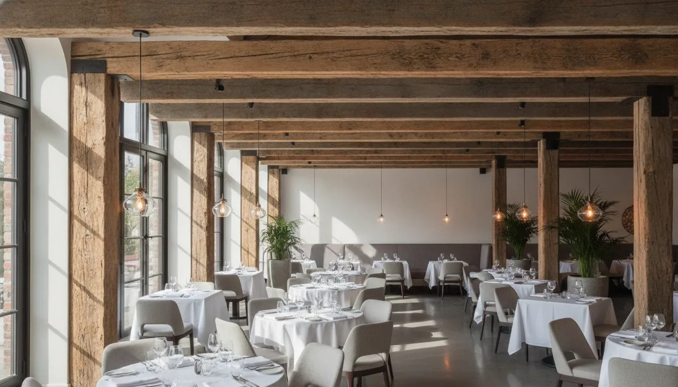 Reclaimed Wood Beams Restaurant Interior Design Guide