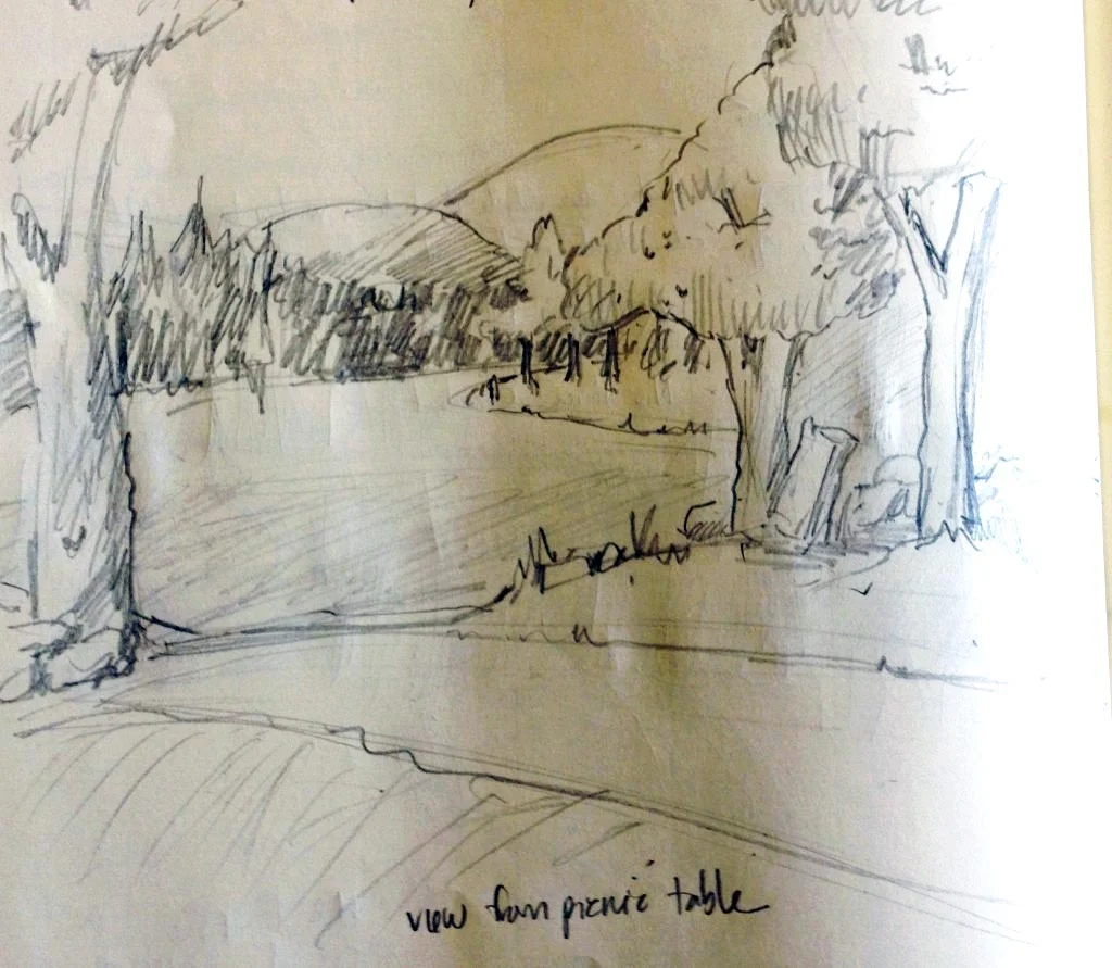An Artist's Sketch of the View from the Amos Brown House