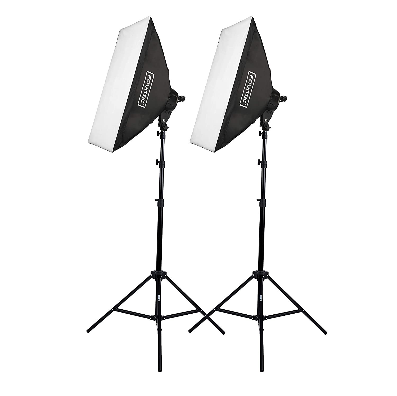 Fovitec - 2-Light 2000W Fluorescent Lighting Kit for Photo &amp; Video with 20"x28" Softboxes &amp; Stands