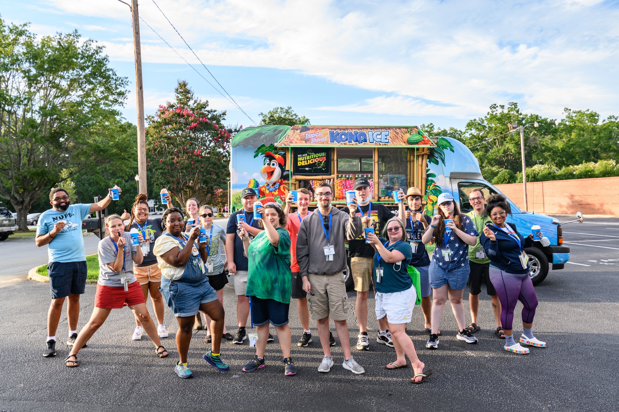 YLF delegates and staffers strike a pose next to a frozen ice treat truck.