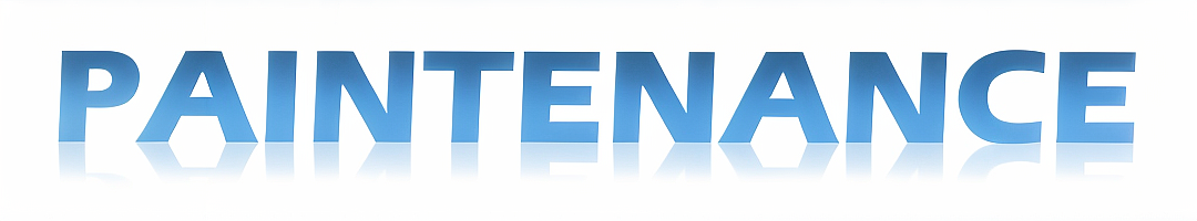 The word 'PAINTENANCE' in blue gradient with reflection effect.