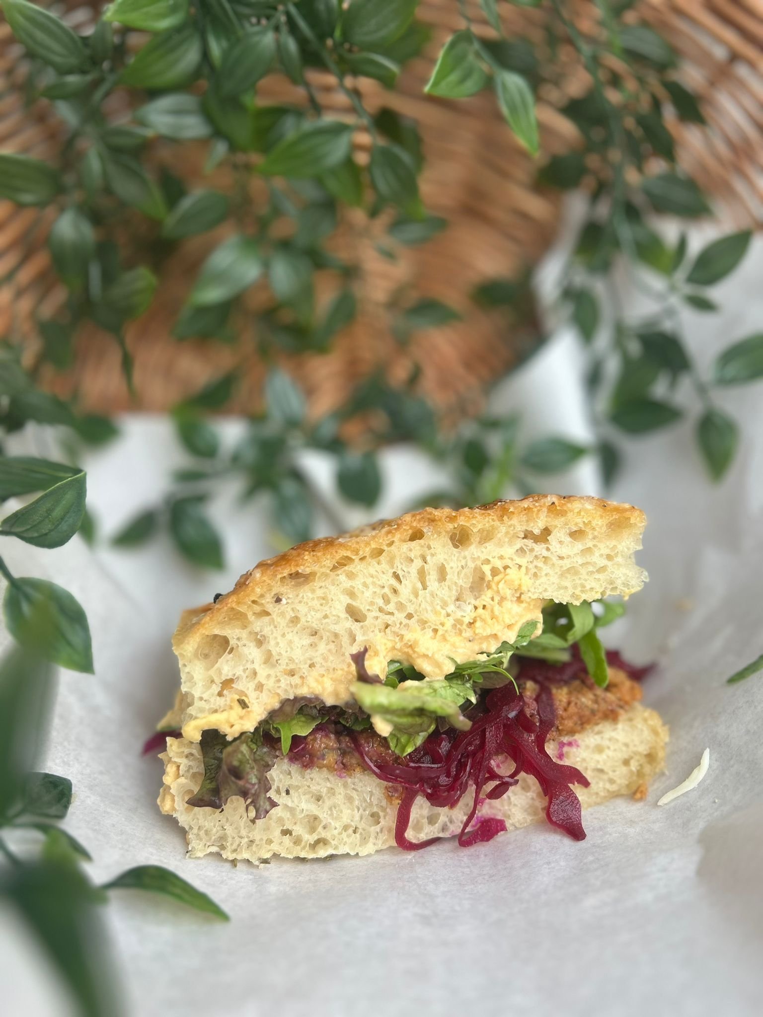 Cajun Falafel Focaccia Sandwich