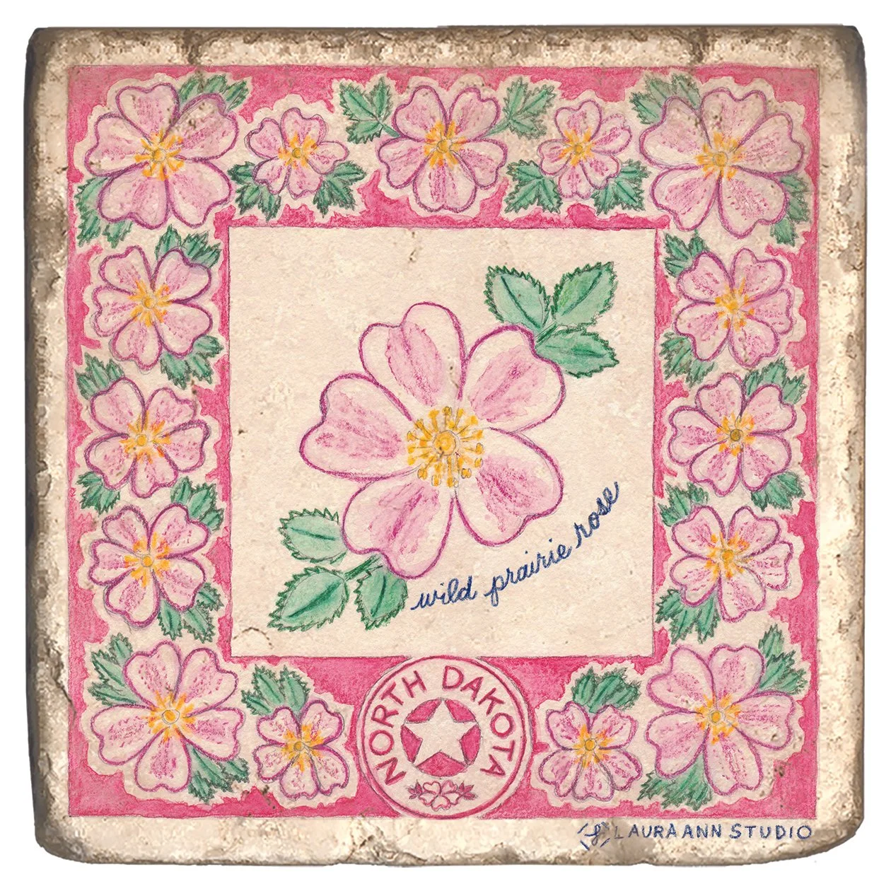 Laura Ann Studio State Flowers Trivets-Coasters_NORTH DAKOTA.jpg