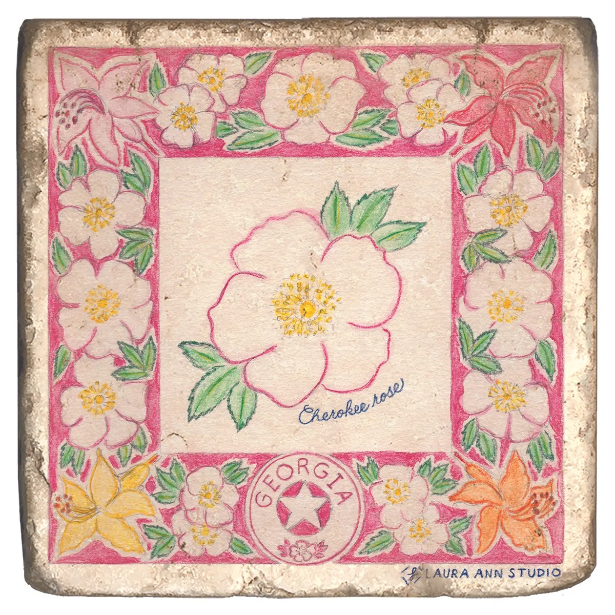Laura Ann Studio State Flowers Trivets-Coasters_GEORGIA.jpg
