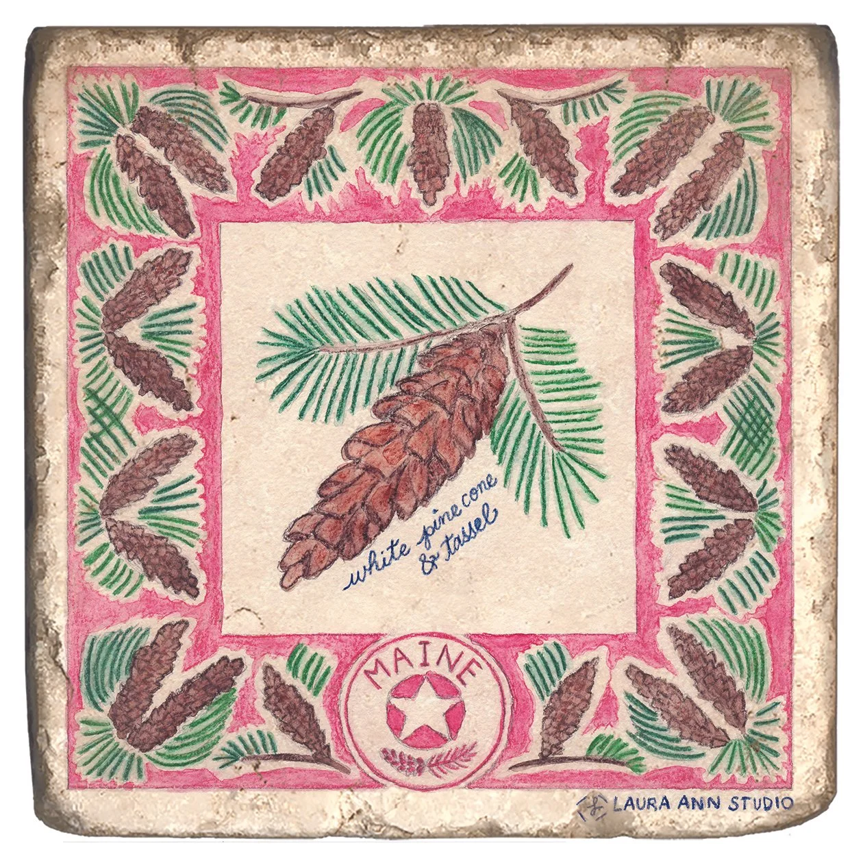 Laura Ann Studio State Flowers Trivets-Coasters_MAINE.jpg