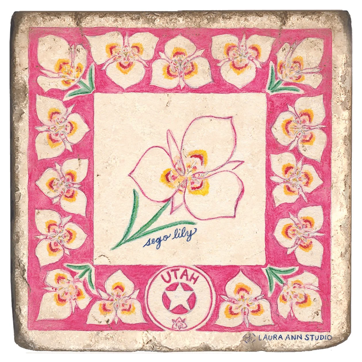 Laura Ann Studio State Flowers Trivets-Coasters_UTAH.jpg