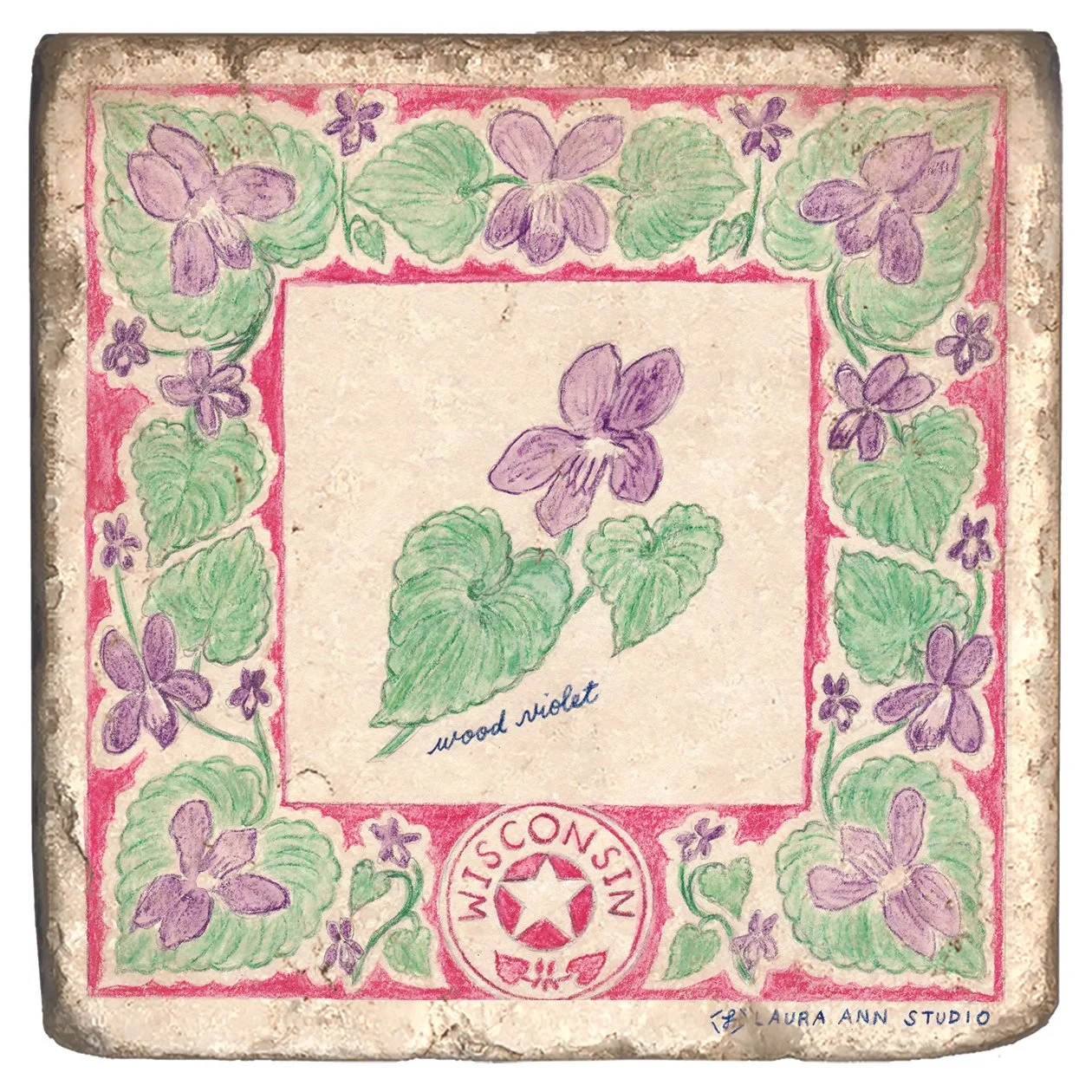 Laura Ann Studio State Flowers Trivets-Coasters_WISCONSIN.jpg