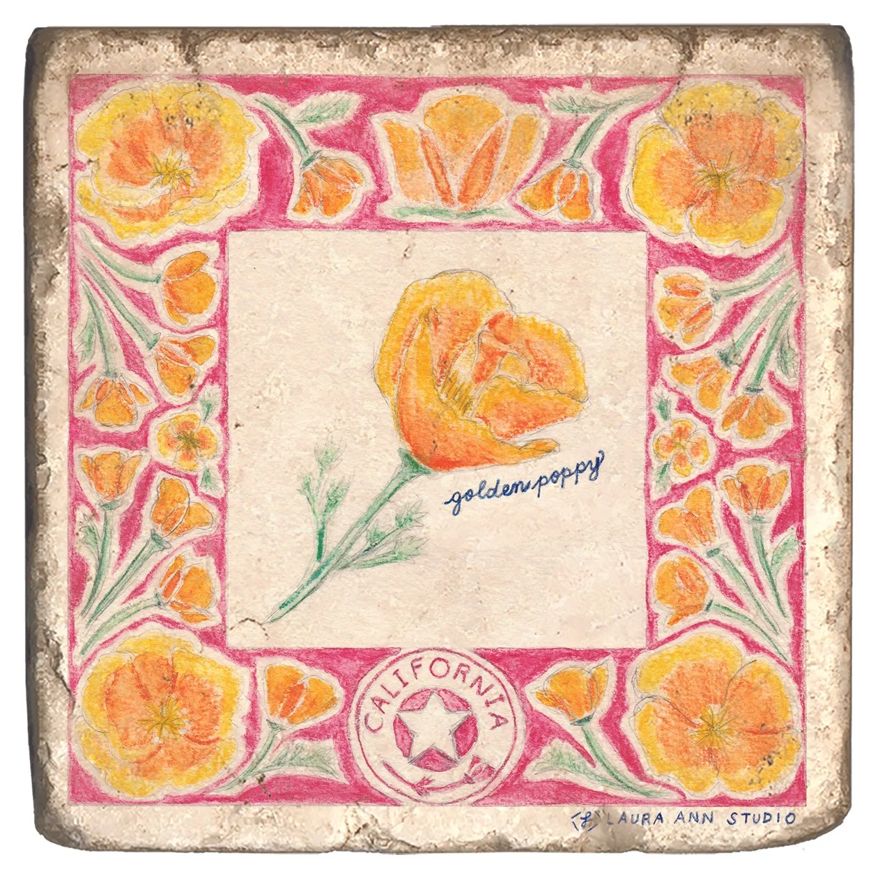 Laura Ann Studio State Flowers Trivets-Coasters_CALIFORNIA.jpg