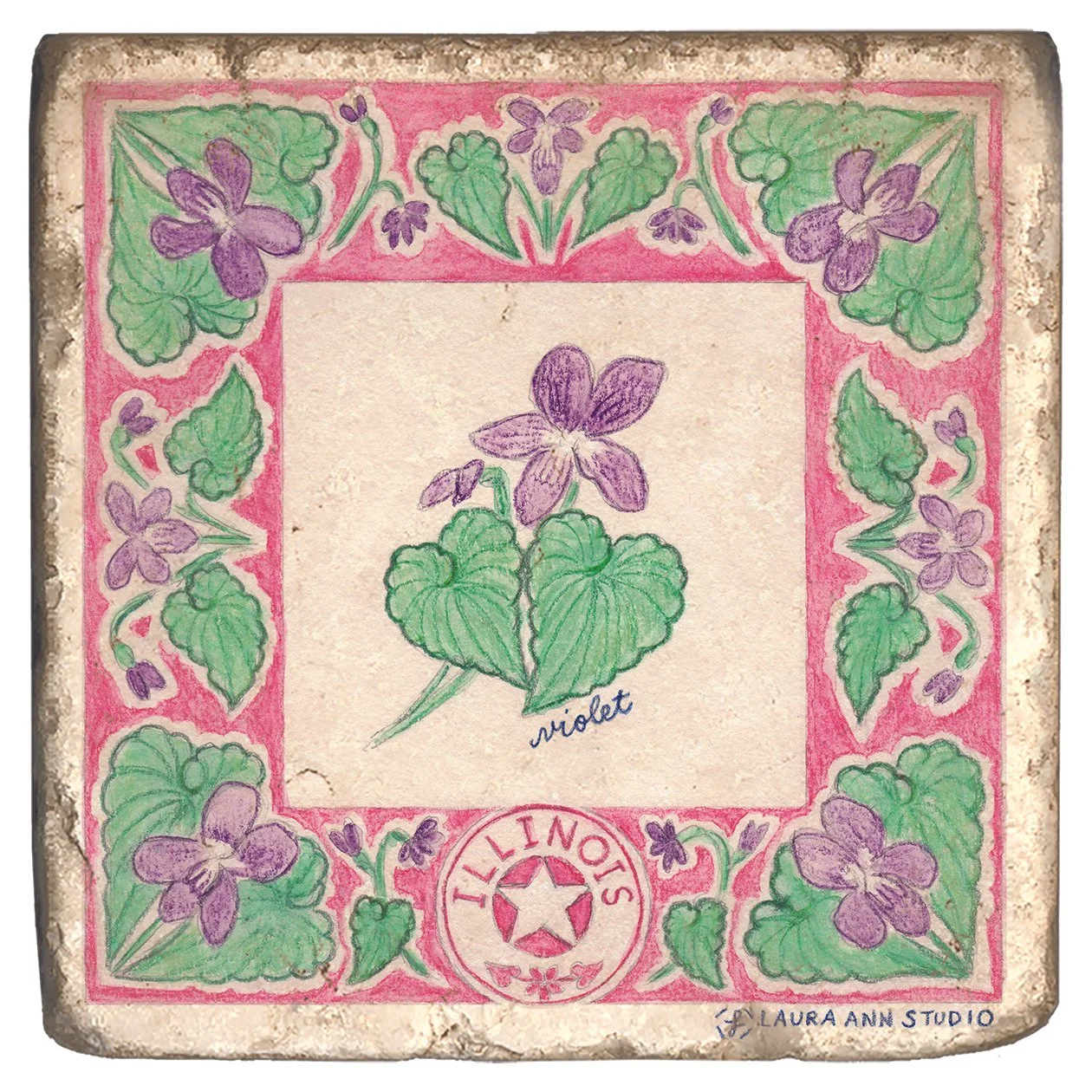 Laura Ann Studio State Flowers Trivets-Coasters_ILLINOIS.jpg