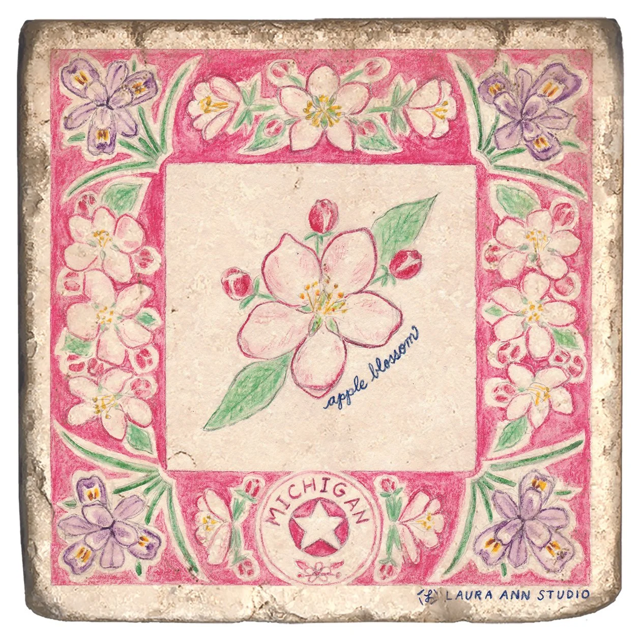 Laura Ann Studio State Flowers Trivets-Coasters_MICHIGAN.jpg