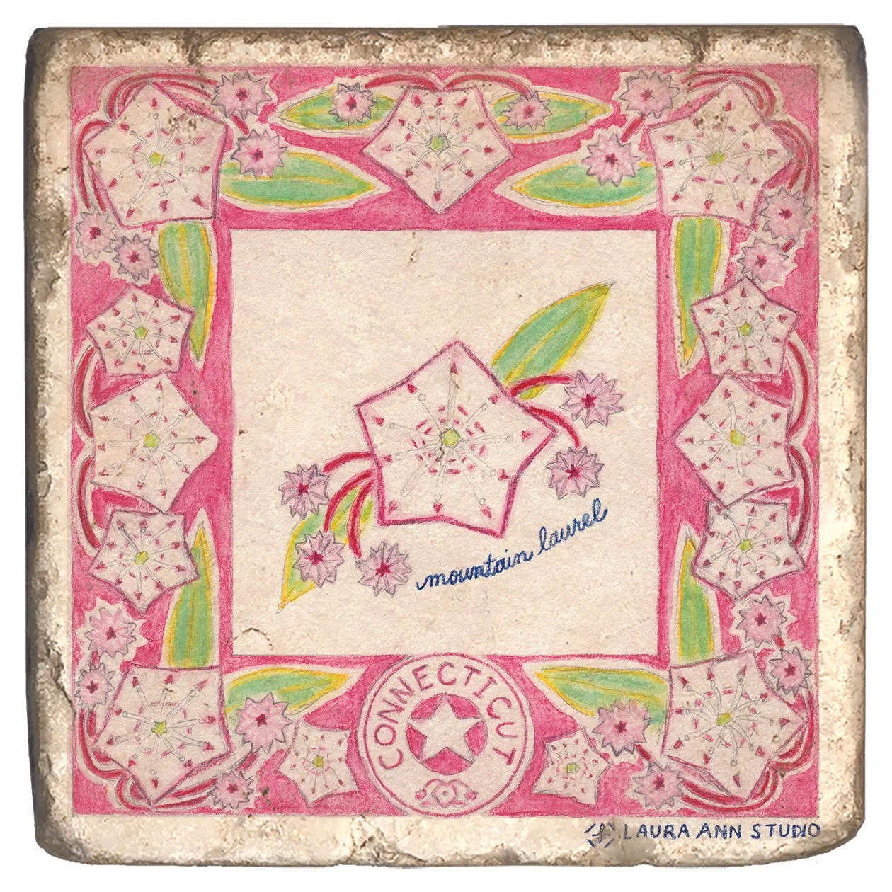 Laura Ann Studio State Flowers Trivets-Coasters_CONNECTICUT.jpg