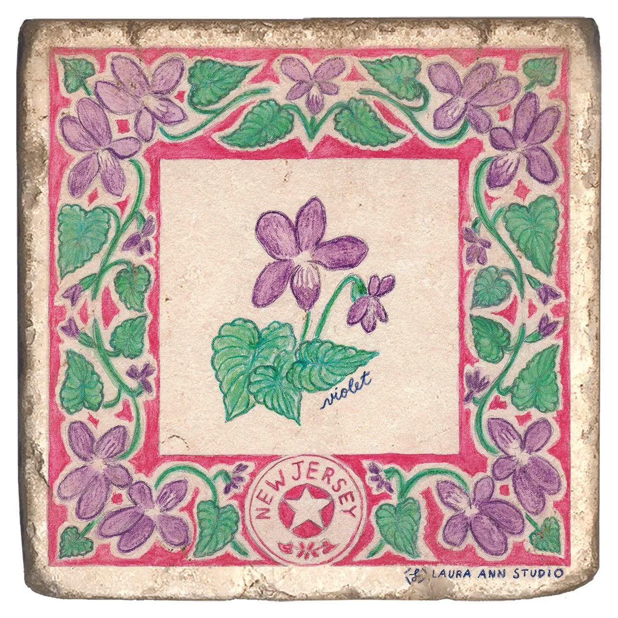 Laura Ann Studio State Flowers Trivets-Coasters_NEW JERSEY.jpg