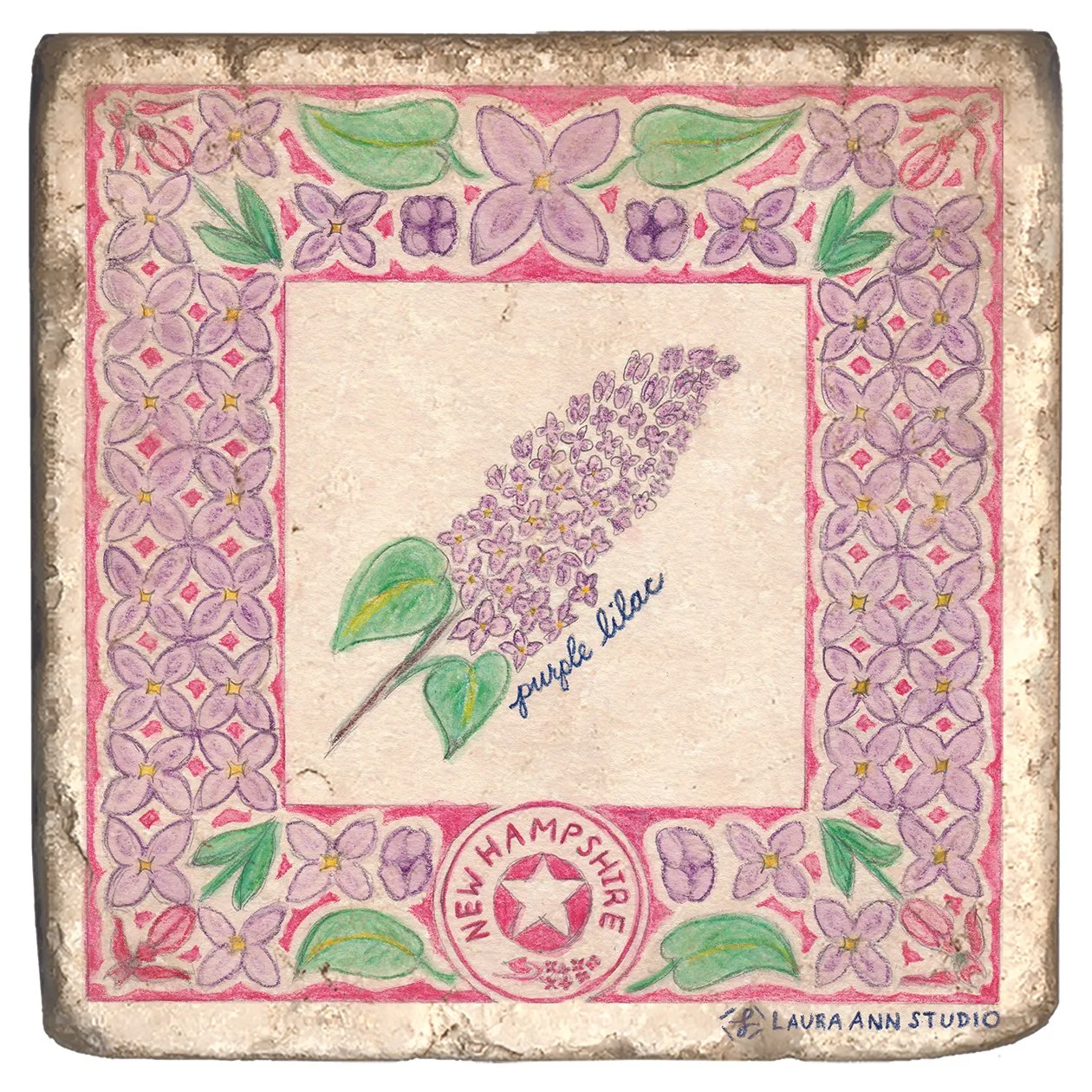 Laura Ann Studio State Flowers Trivets-Coasters_NEW HAMPSHIRE.jpg