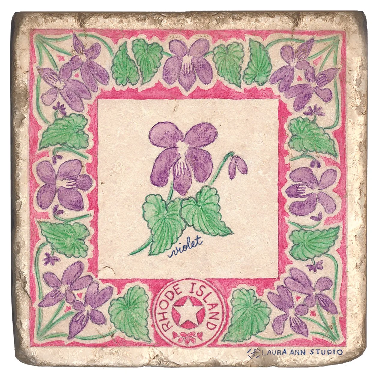 Laura Ann Studio State Flowers Trivets-Coasters_RHODE ISLAND.jpg