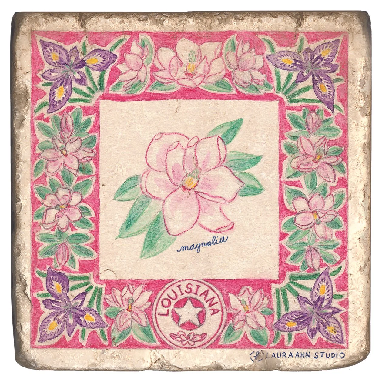 Laura Ann Studio State Flowers Trivets-Coasters_LOUISIANA.jpg