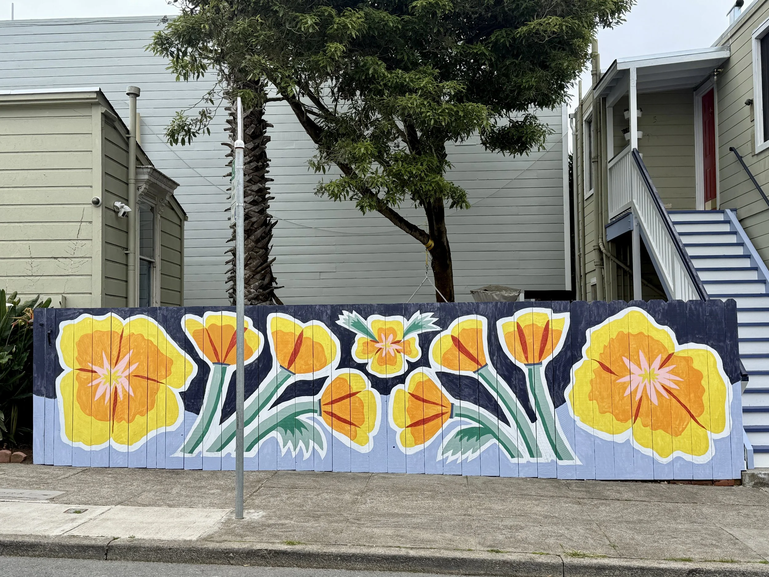 Laura Ann Studio_50 State Flower Murals_California Poppies fence.JPEG