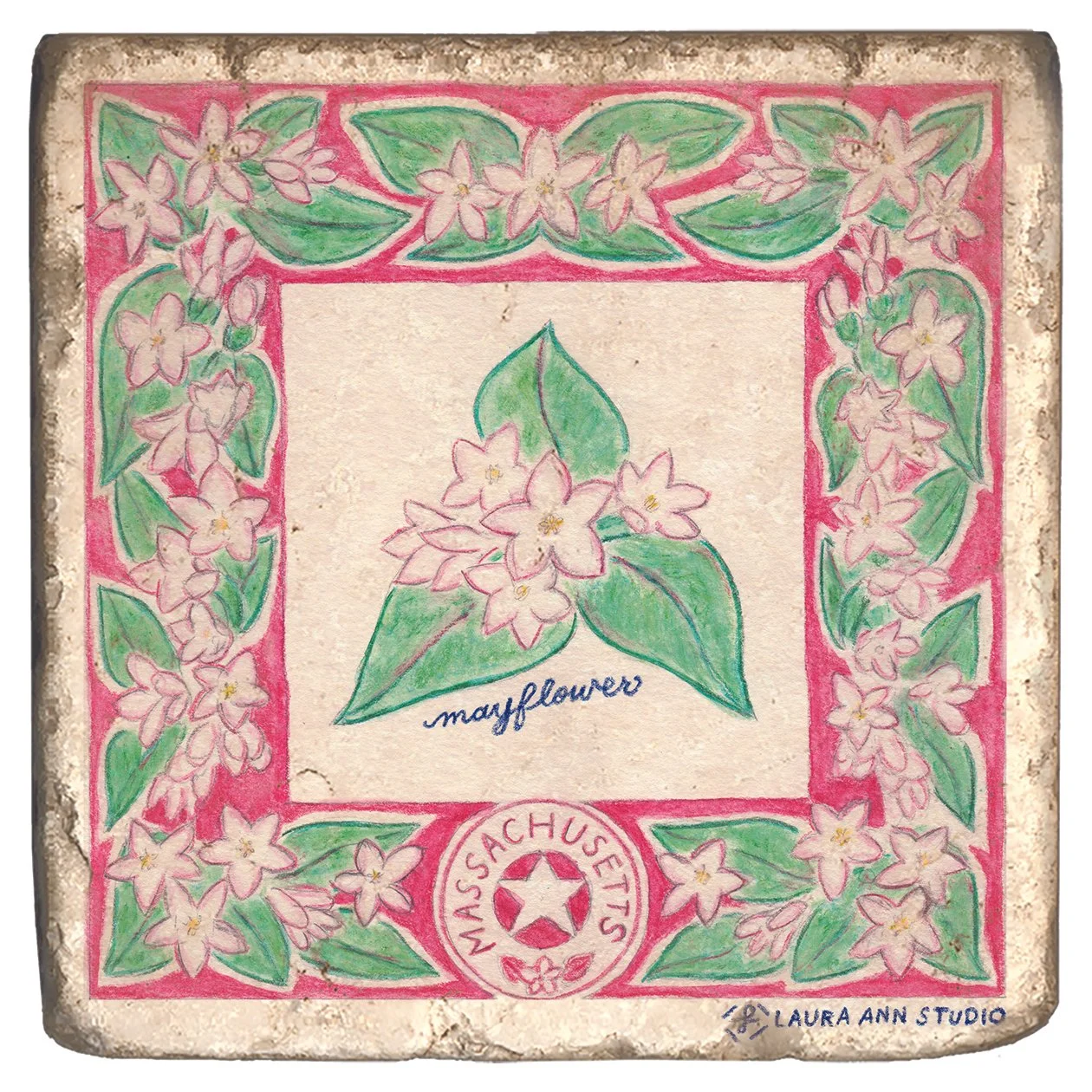 Laura Ann Studio State Flowers Trivets-Coasters_MASSACHUSETTS.jpg