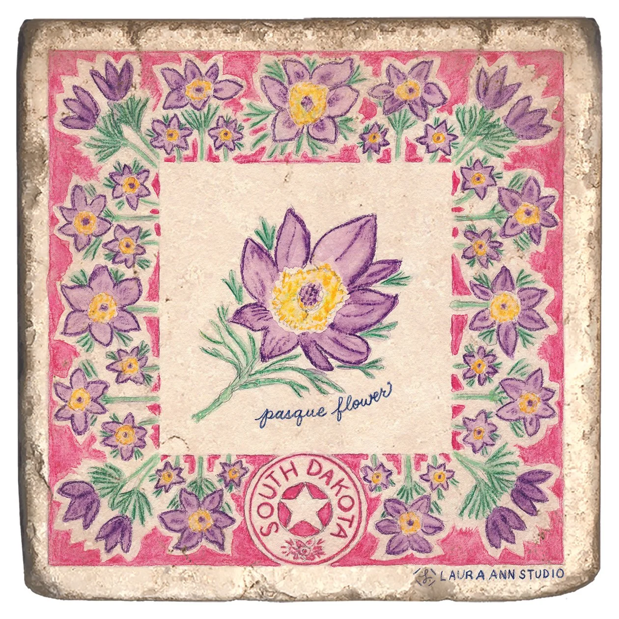 Laura Ann Studio State Flowers Trivets-Coasters_SOUTH DAKOTA.jpg