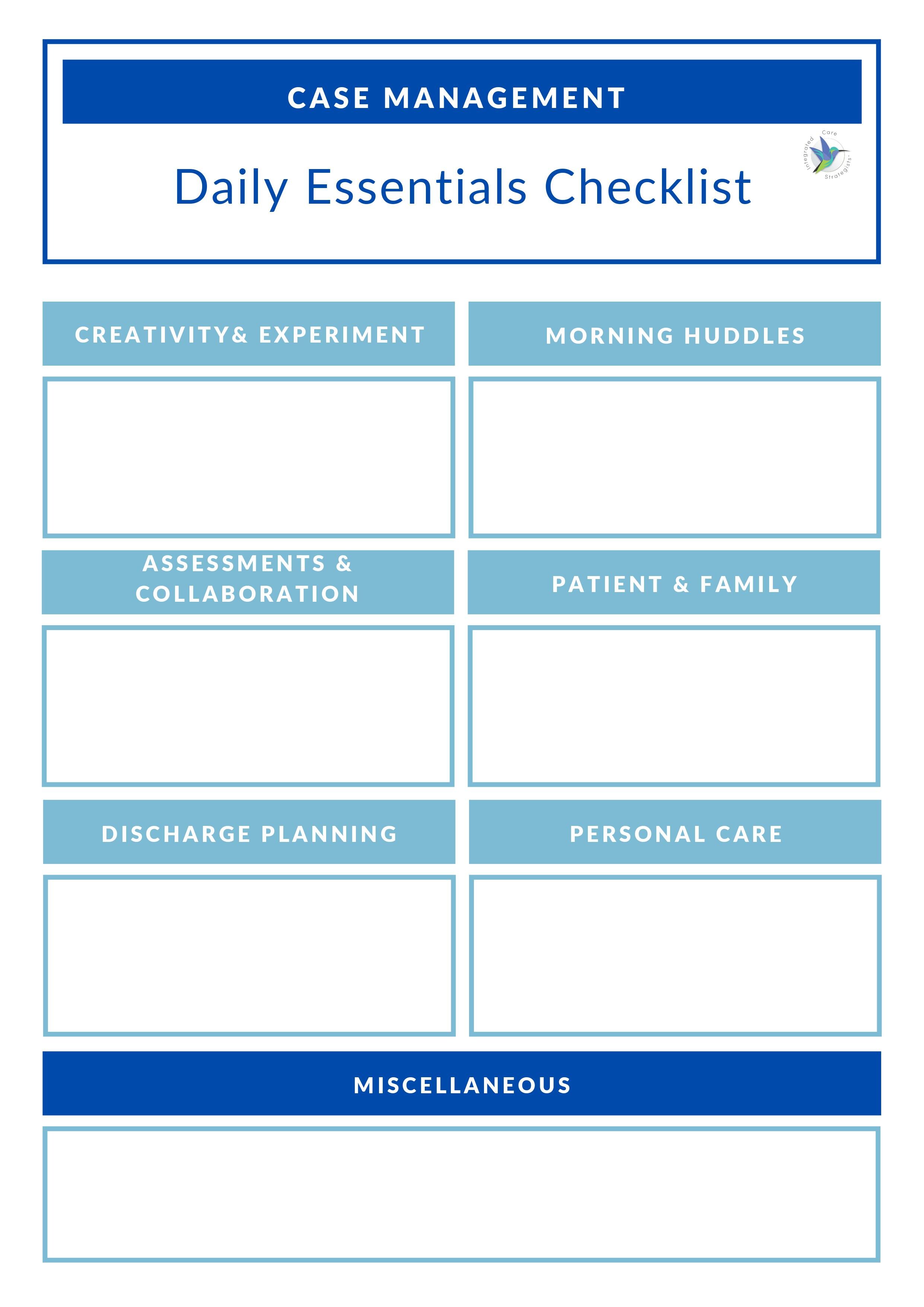 case manager home visit checklist