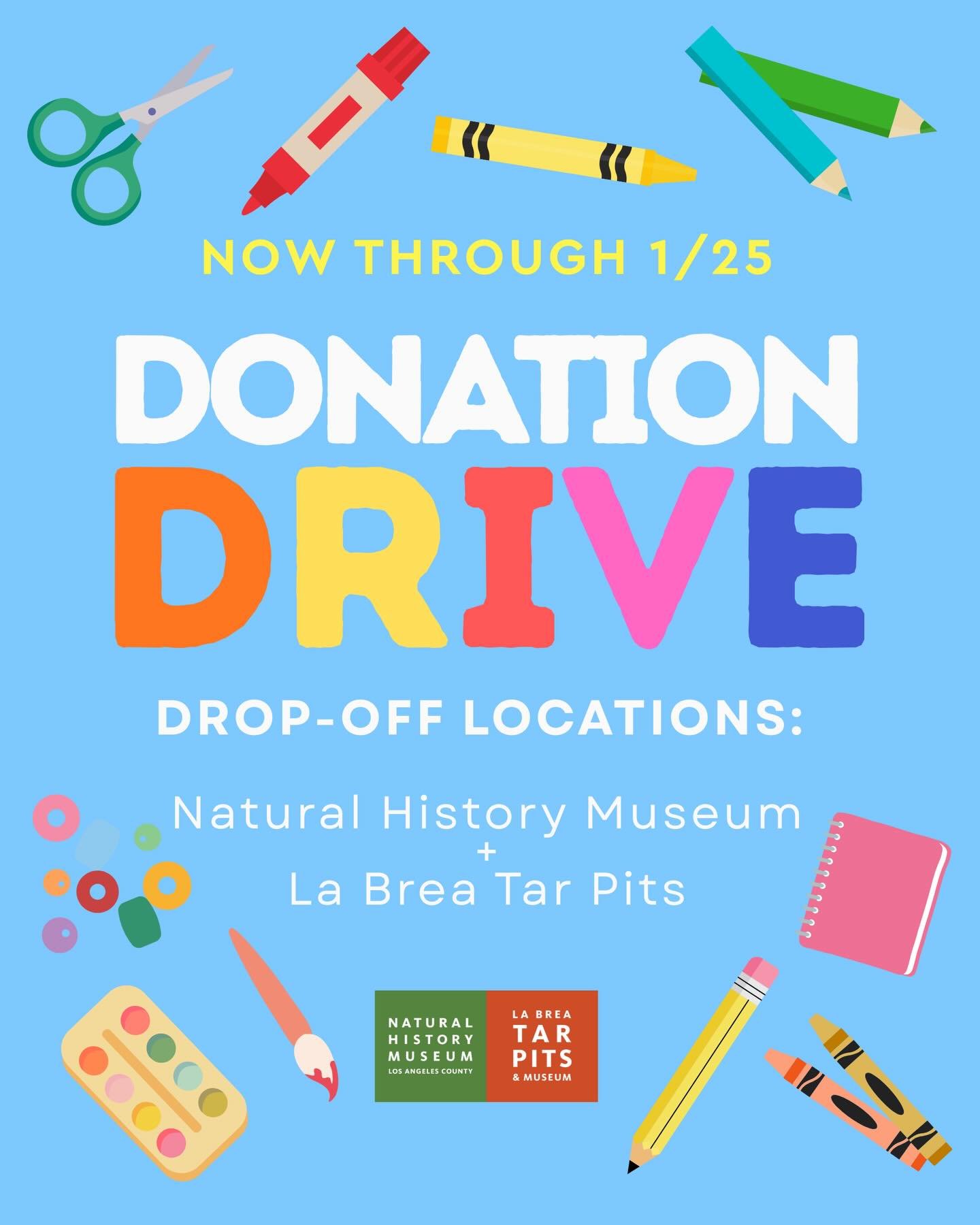 We&rsquo;re so excited about this. 🥹

We&rsquo;ve never been able to host an art supply drive like this before, but our friends at the Natural History Museum are making it possible!

Now through this Sunday, you can drop off any new and unopened art