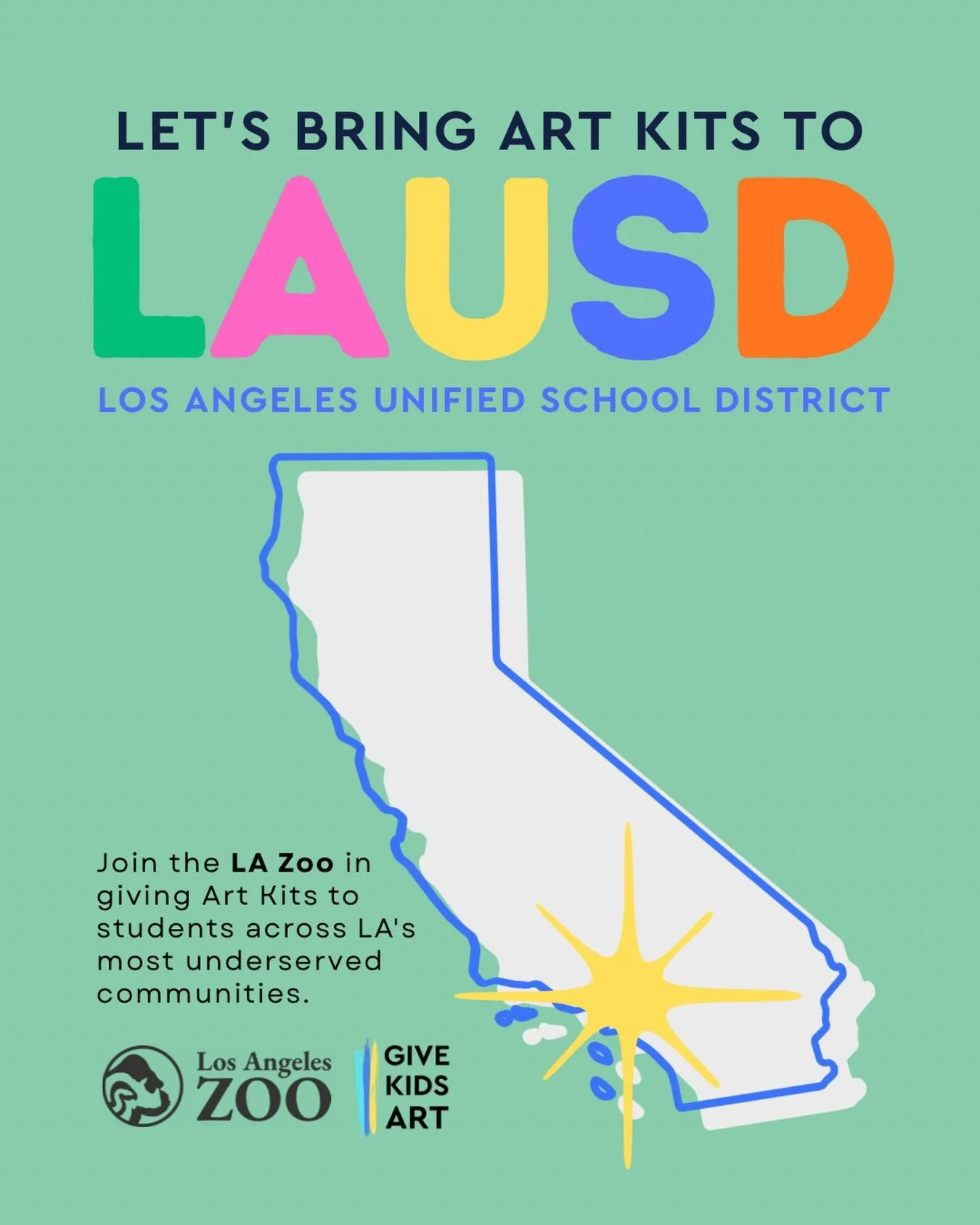 We&rsquo;re teaming up with one of LA&rsquo;s most beloved institutions: the LA Zoo!! 🐅 @lazoo 

The amazing folks at the LA Zoo are fundraising to get Art Kits into the hands of 250 kids across Los Angeles this June. They will be accepting donation