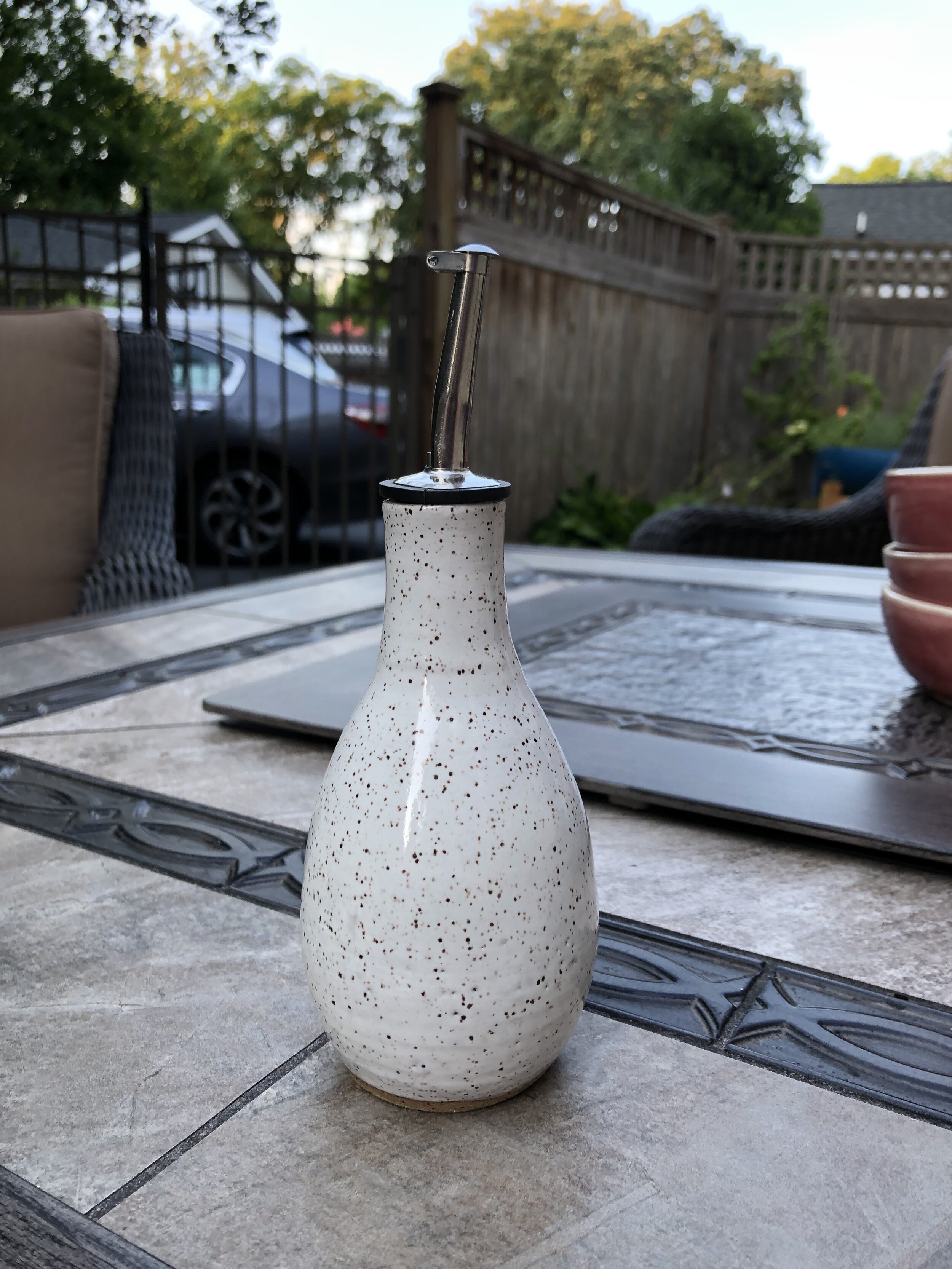 Small White Oil Cruet 