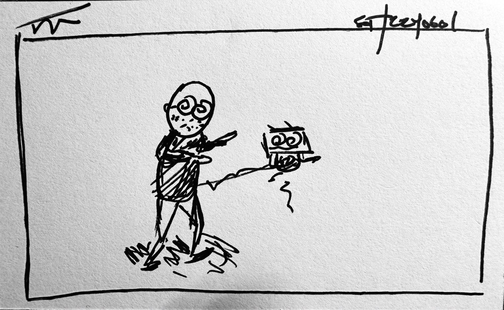 The morning's attendance card, a sketchy me and a sketchy nuHerbie zombified and seeking braaaaains.