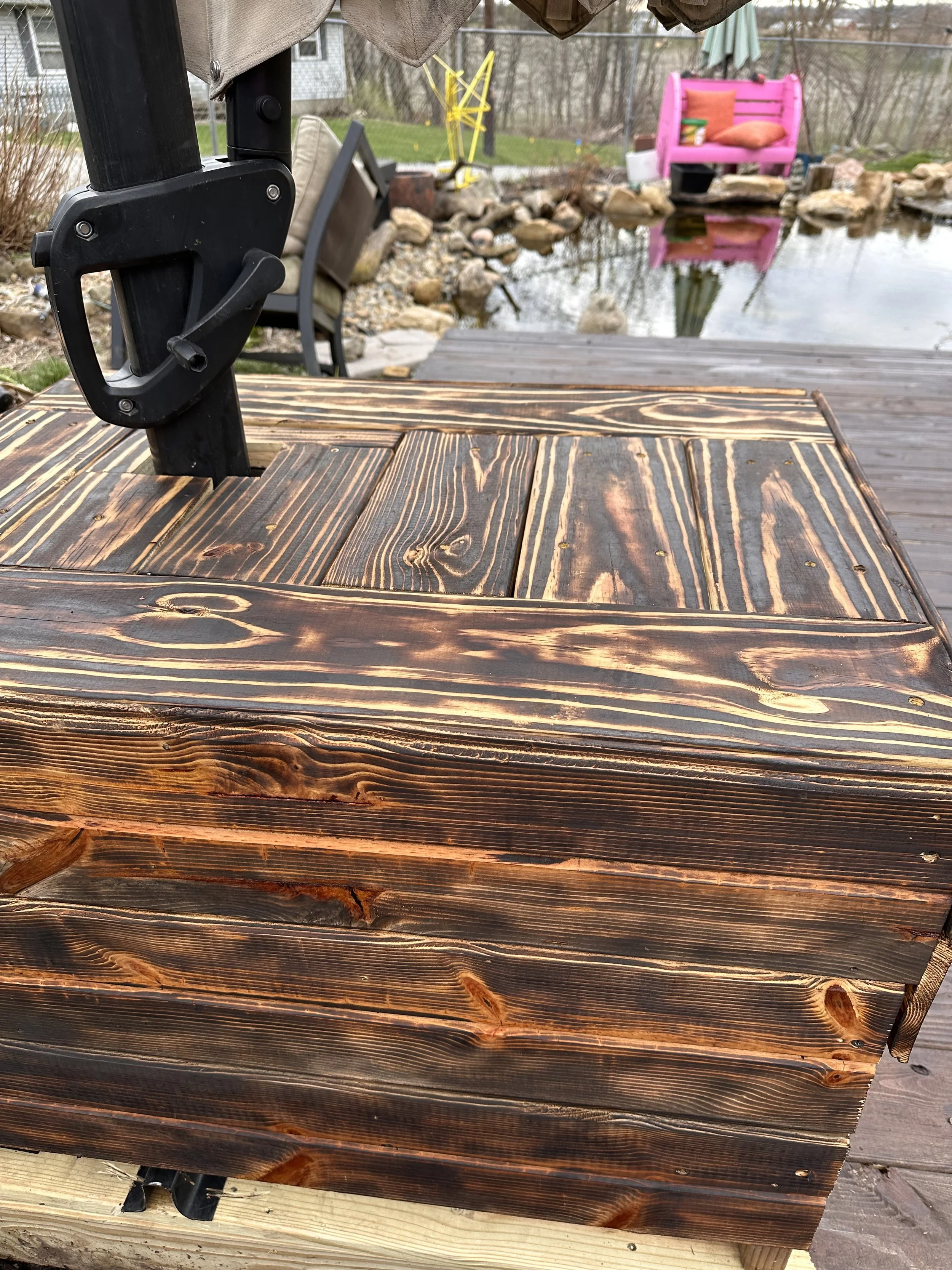 project: pondio, day four (umbrella corner table edition)