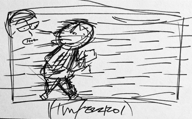 the morning's attendance card, a sketchy me attempting to stay vertical in this seasonal shift wind while my face is blown off by said wind.