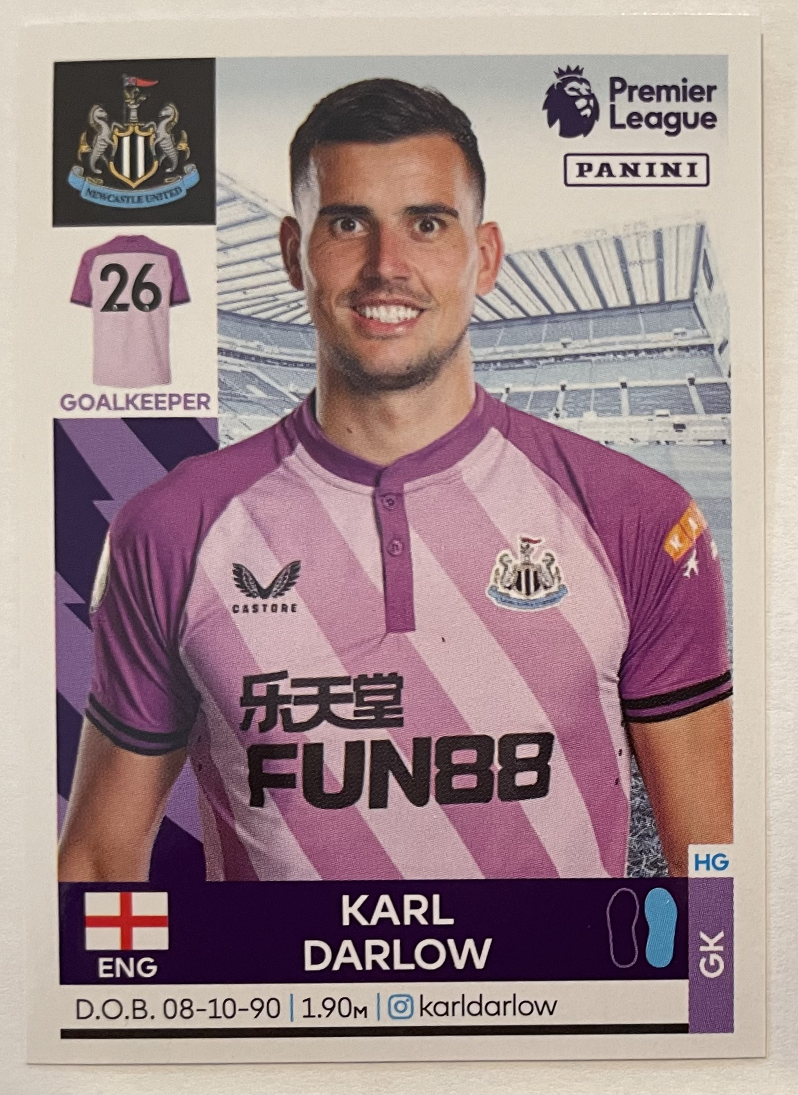 karl darlow 2022 panini sticker