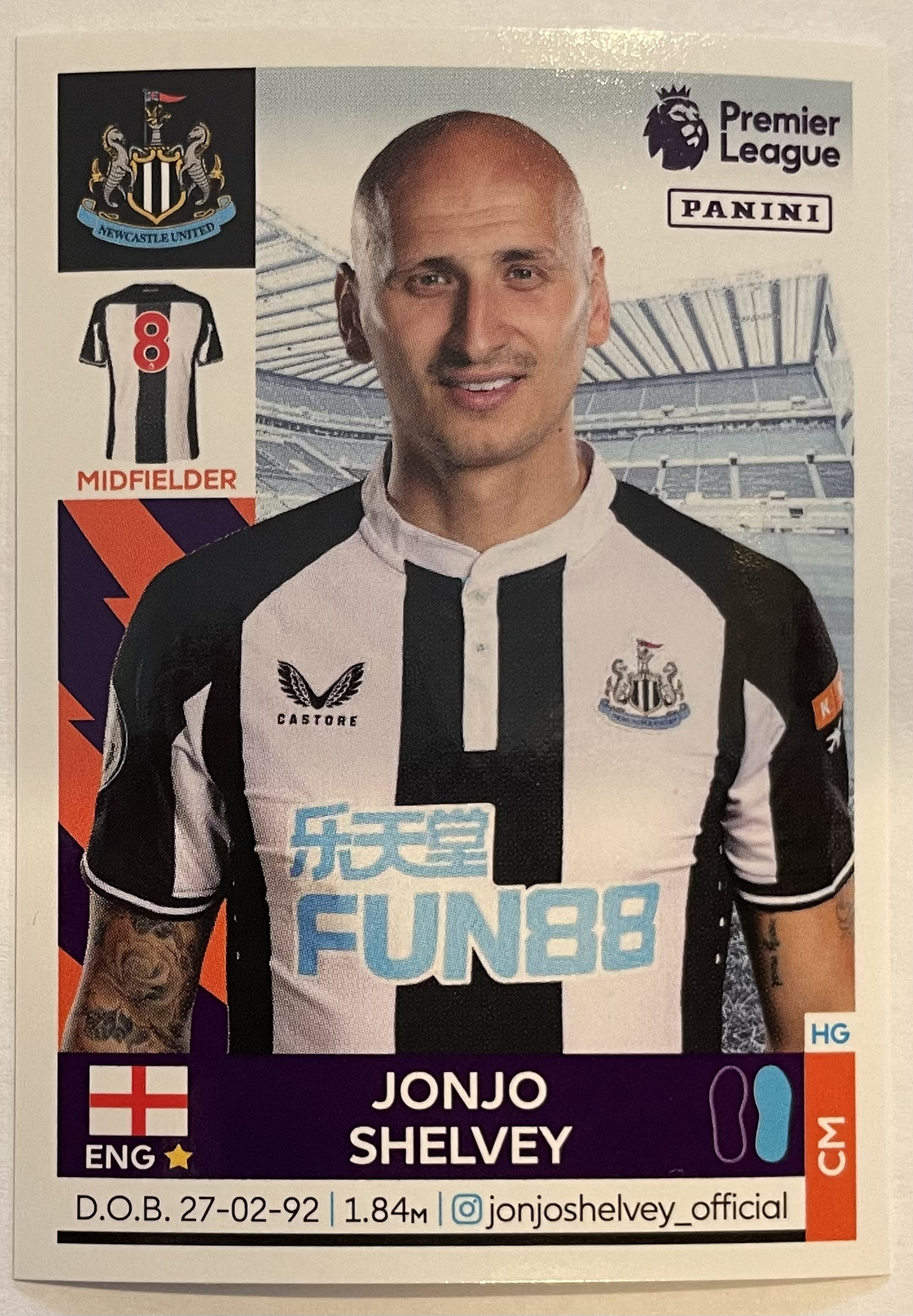 jonjo shelvey 2022 panini sticker