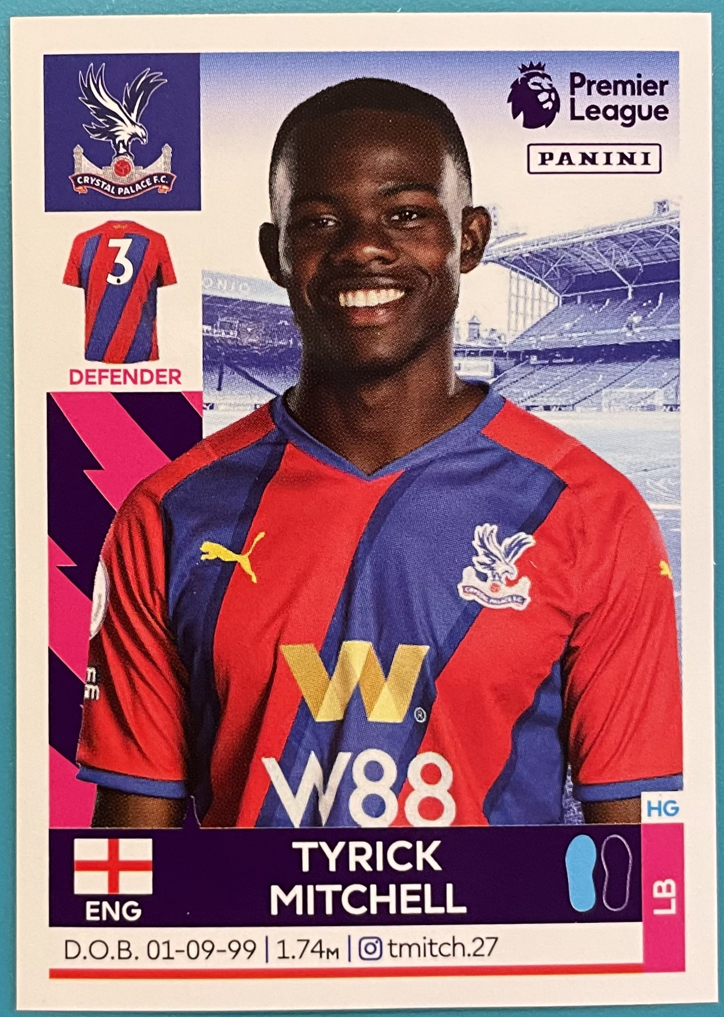 Panini Premier League 2022 22 Tyrick Mitchell Crystal Palace Sticker Number 201 