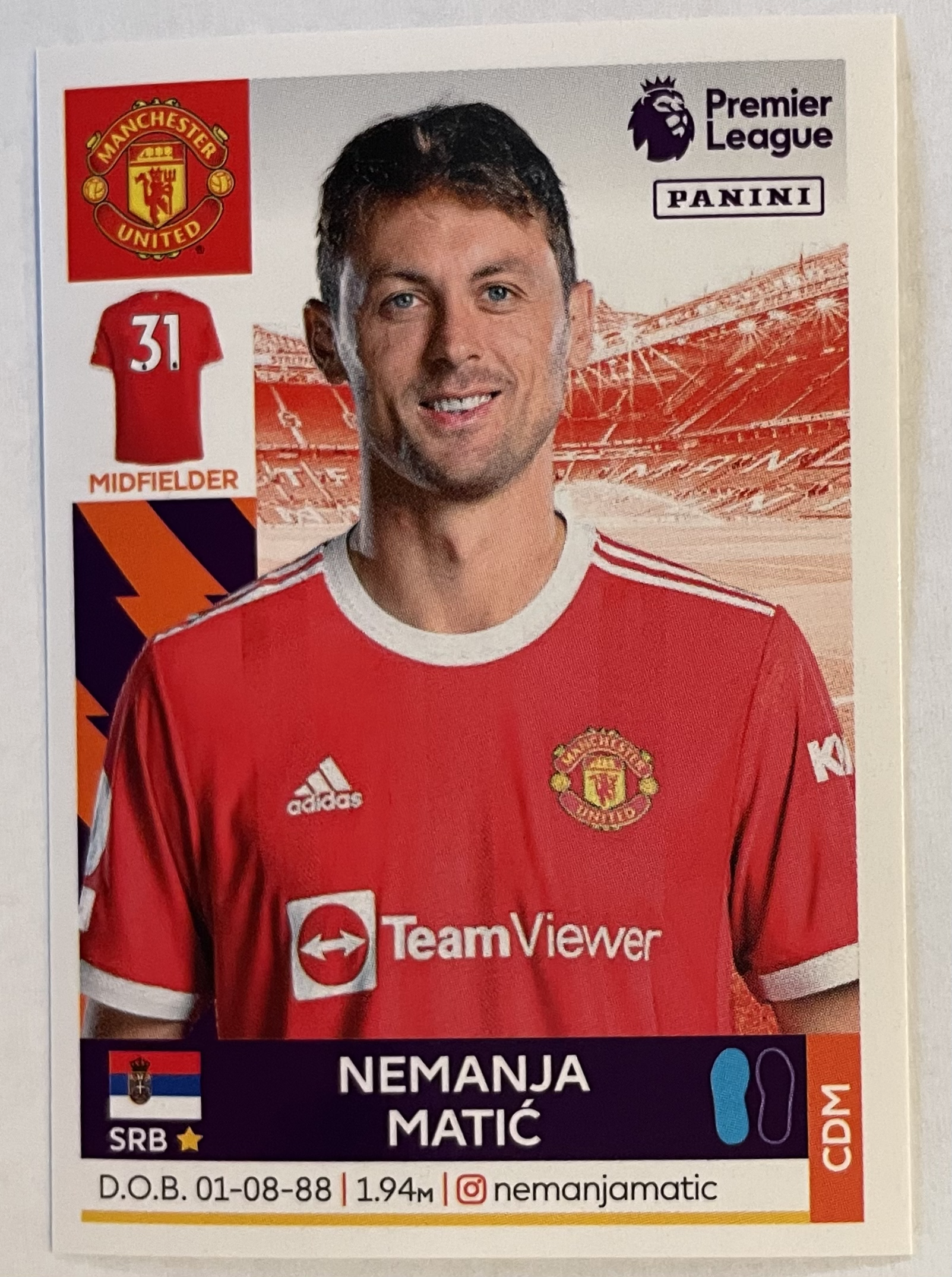 nemanja matic 2022 panini sticker