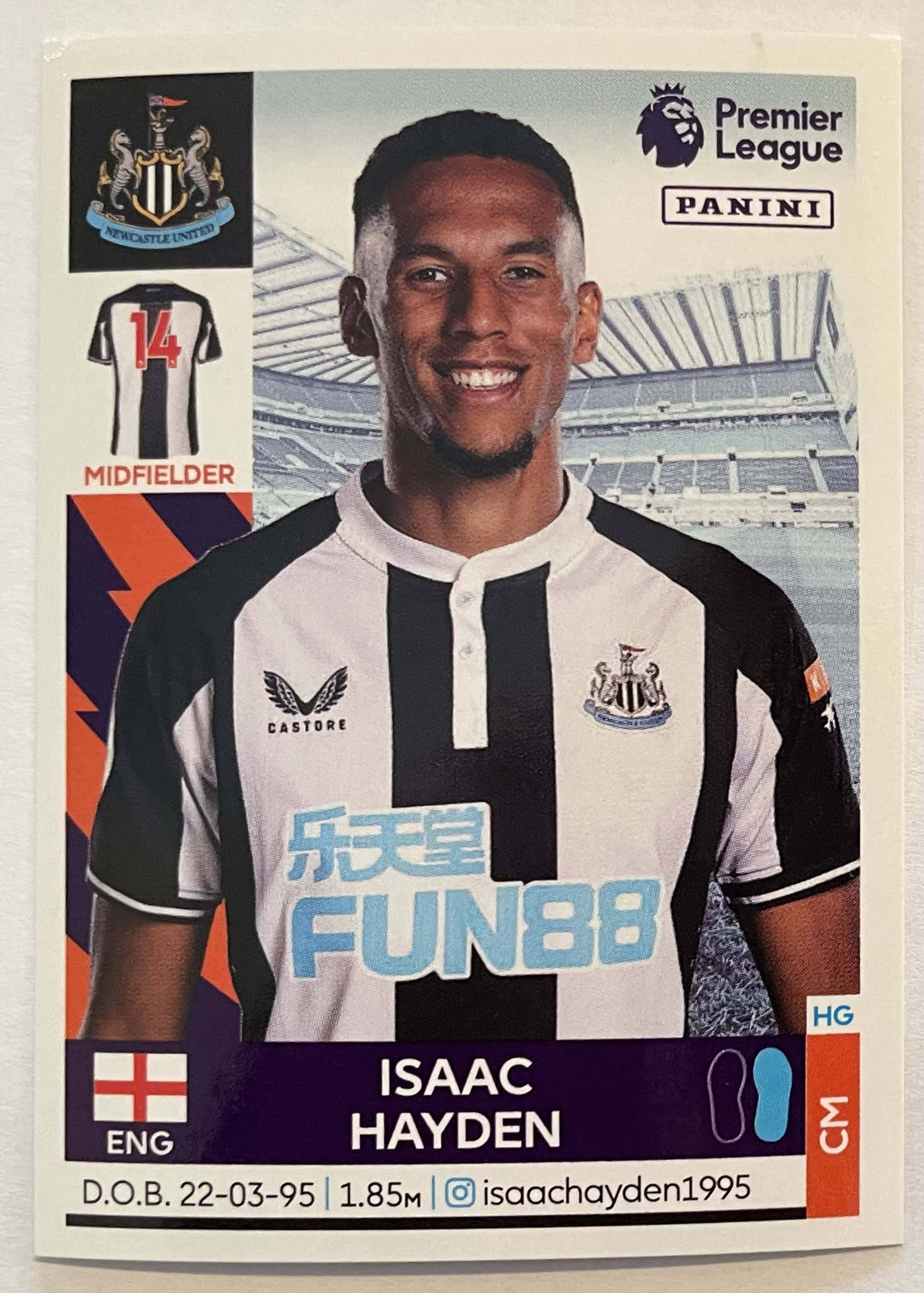isaac hayden 2022 panini sticker