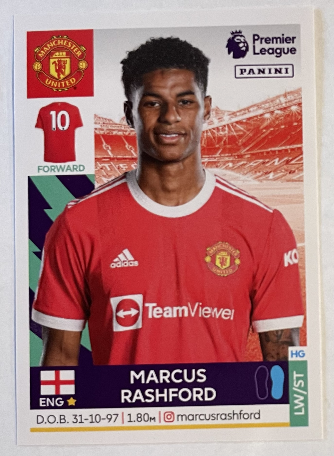 marcus rashford 2022 panini sticker